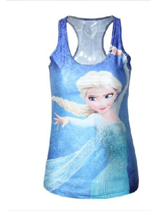 Damer Frosne Elsa Digital Printet Ærmeløs T-shirt Vest Tank Tops
