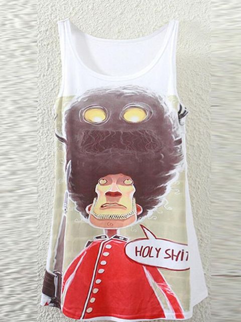 Las mujeres de moda sin mangas de dibujos animados 3D impreso blusa camisa chaleco Tank Tops