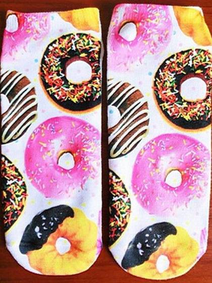 Multicolors Harajuku Style Cute Donuts Pattern Men & Women Socks 3D Printed Cute Low Cut Ankle Socks