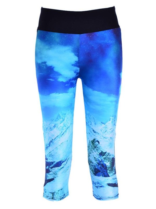 Tíska kvenna pólýester trefjar teygjanleg stafræn prentun Öskubuska lyfta mjöðmunum háum mitti 3/4 legghlífar fyrir jógaæfingu líkamsrækt