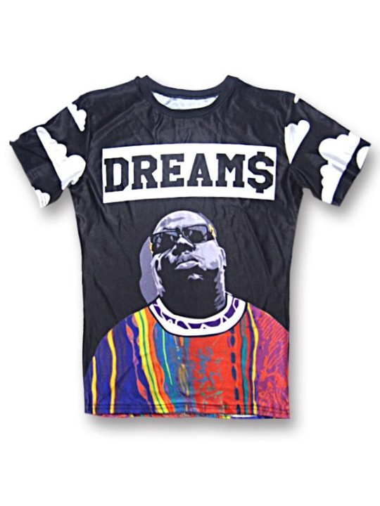 Moda caliente 3D impresión sueños manga corta de algodón informal camiseta Tops Tops