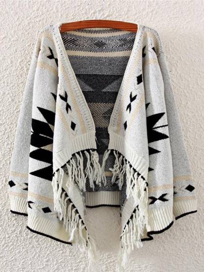 Euramerican Women Knitwear Cardigan Tassels Spun Gold Knitted Cappa Knitwear Thick Coat