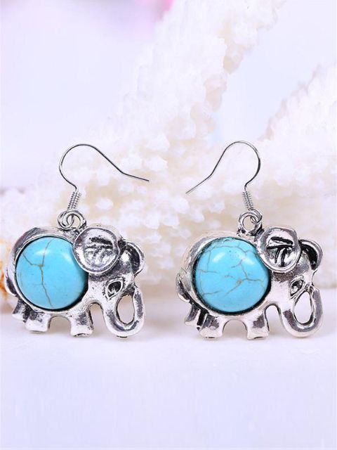 Natural creative cute Elephant blue  earrings decoration accessories
