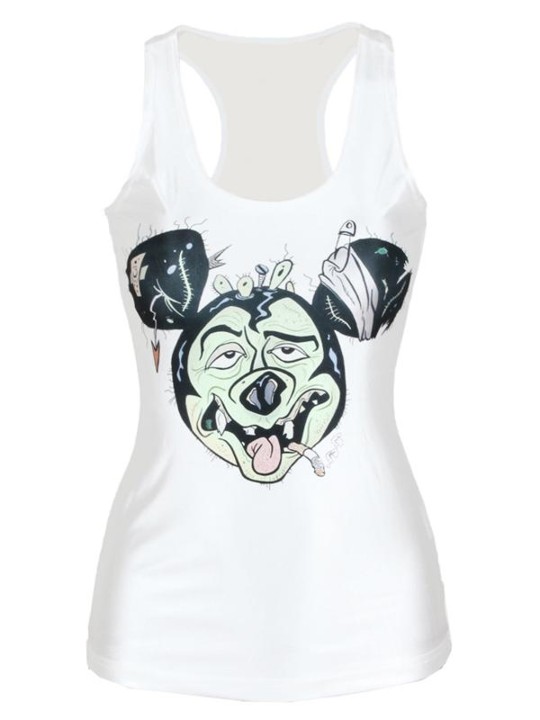 Naisten kesämuoti 3D-digitaalinen sarjakuva Kuso Mickey -hiiripainatus Hihaton ohut muotiliivitankit Gothic0909