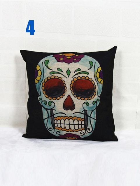 Factory Directly Sale Synthesis Of Linen European Retro Skull Pillow Cases Creative Customed Printing Sofa Cushion