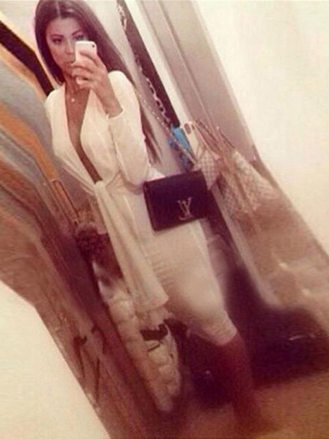 Vestido ajustado de manga larga con cuello en V delgado y ajustado con cuello en V