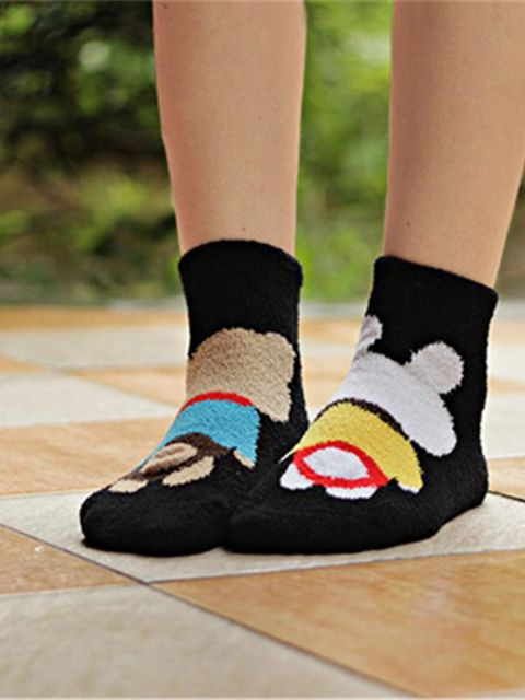 2015 New Winter and Autumn Thick Cartoon Cute Rabbit&Bear Back High-grade Coral Women's Socks