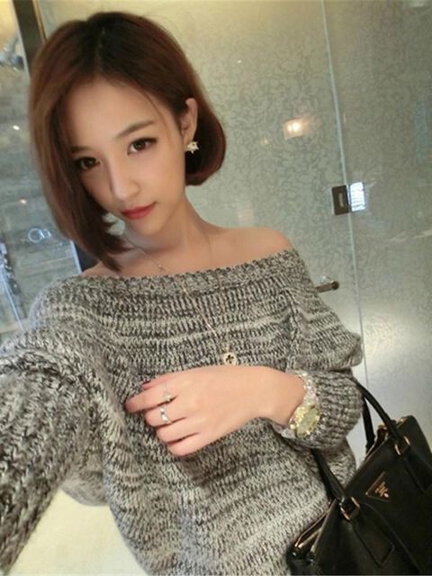 Femmes Automne Nouveau Lâche Casual Chaud O-Neck Long Package Hip Knit Pull Tops