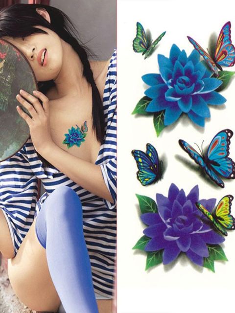 Waterproof Tattoo Stickers Beautiful Flowers Decals Temporary Tattoo