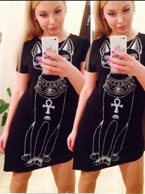 Dammodell Sport Kroppsklänning Fritid Print Klänning Kortärmad Slim Bodycon Klänning