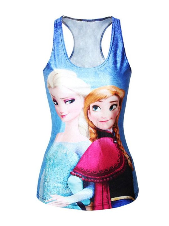 Summer Fashion Cartoons 3D Digital Attractive Cartoon Designedshirt Print Sleeveless Slim Fashion Vest Tanks T-shirt