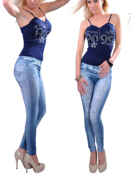 Mode Femmes Jeans Leggins Skinny Leggings Slim extensibles Pantalon crayon en denim