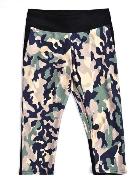 Legal Camuflagem Impressão Unisex Impressão Digital Apertado Capri 3/4 Legging Para Yoga Workout Fitness Exercício