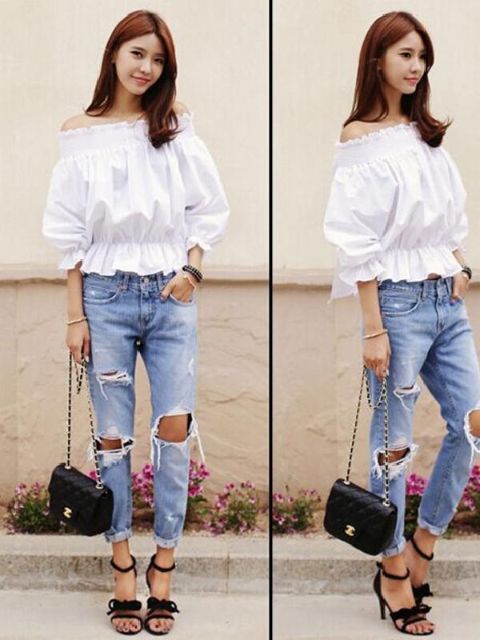 Pantalons en denim cool à la mode pour femmes Jeans de créateur déchirés à grands trous