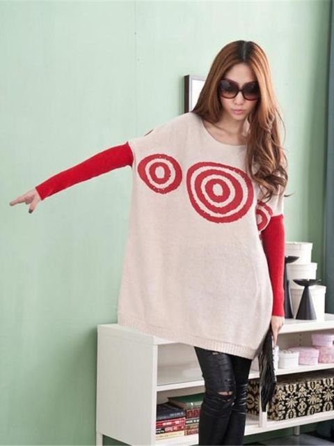 Casual Loose oversize O-Neck langerma, barnshafandi kona, hlý prjónapeysa