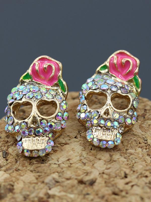 Western New Fashion Rose Skull Women's Popular Earrings Ear Studs Aliexpress Moldbaby Hot Wholesale