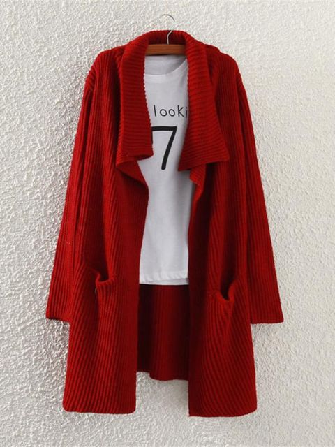 2015 Cardigan Occident Style New Winter Temperamental Trend Cardigan Punto jersey Raglan Crew Neck Sweater Mujeres Abrigo