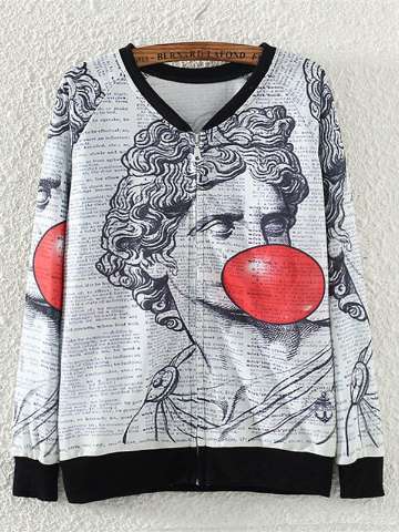 Autumn New Zipper Printing Sweater Apollo Euramerican Zipper Harajuku Hoody Sweatshirt Pullover Cardigan Coat Tops