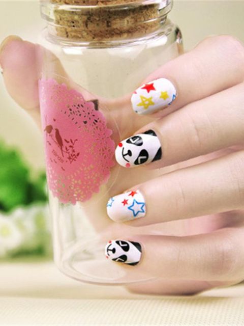 Nýr DIY skapandi Panda Bowknot límmiði kvenna Nail Art Decals Nails Wraps Nail Tools Manicure