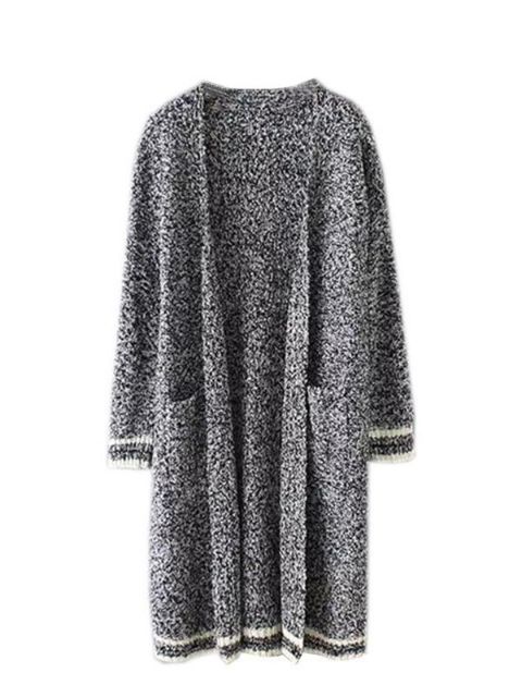 Chaqueta de punto con cuello redondo, suelta, larga, suave, casual, para mujeres