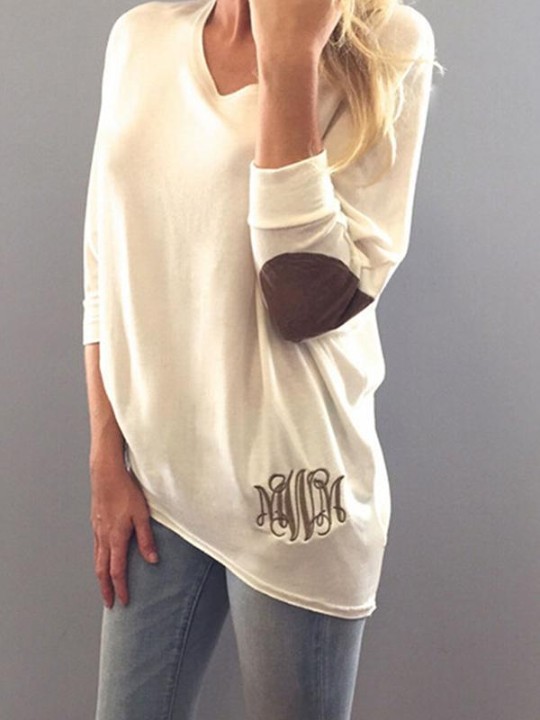 Women's Simple Style Long Sleeve Cotton T-shirt Pullovers