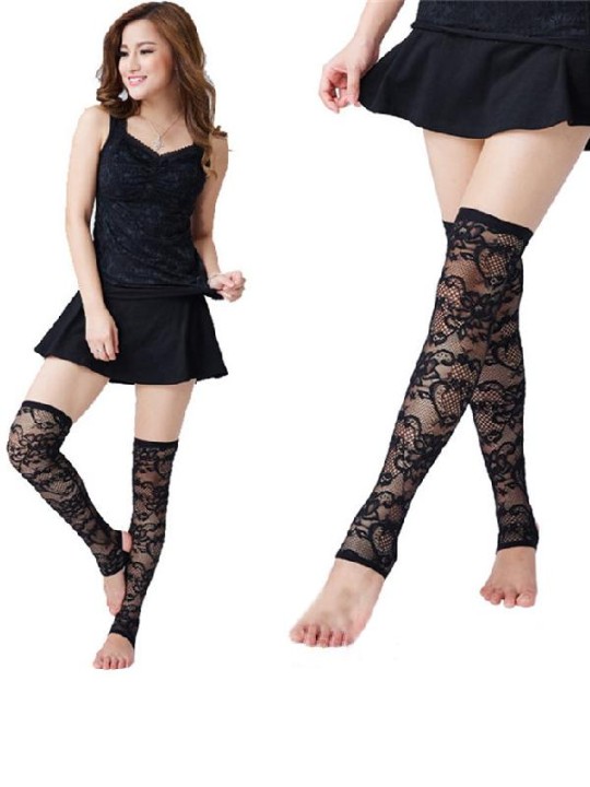 Encaje de sudor de las mujeres de punto lindo Slim calcetines calcetines de la pierna Muslo calcetines altos de Stovepipe