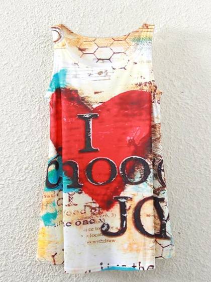 Kvinnamode ärmlös målning 3D-tryckt blusskjorta Västlinne