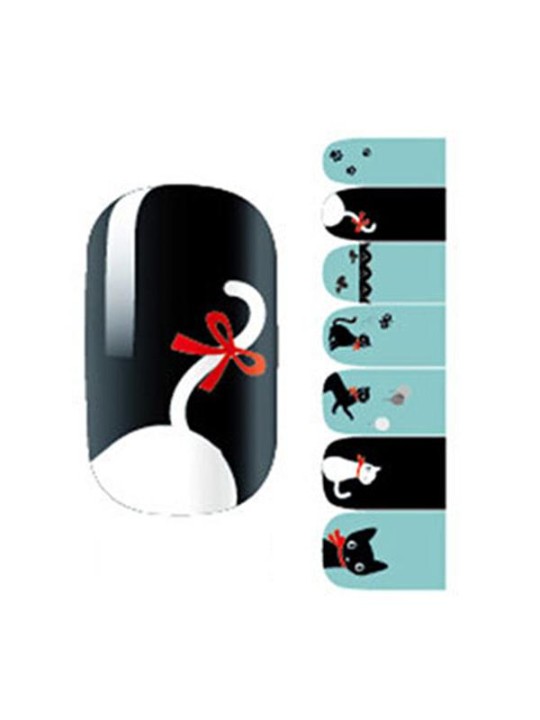 Etiqueta do gato das mulheres diy nail art decalques unhas wraps unhas ferramentas manicure