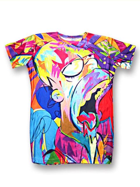 Tíska Heitt 3D Prent Simpsons Frjálslegur bómull stuttar ermar T-bolur T-shirts