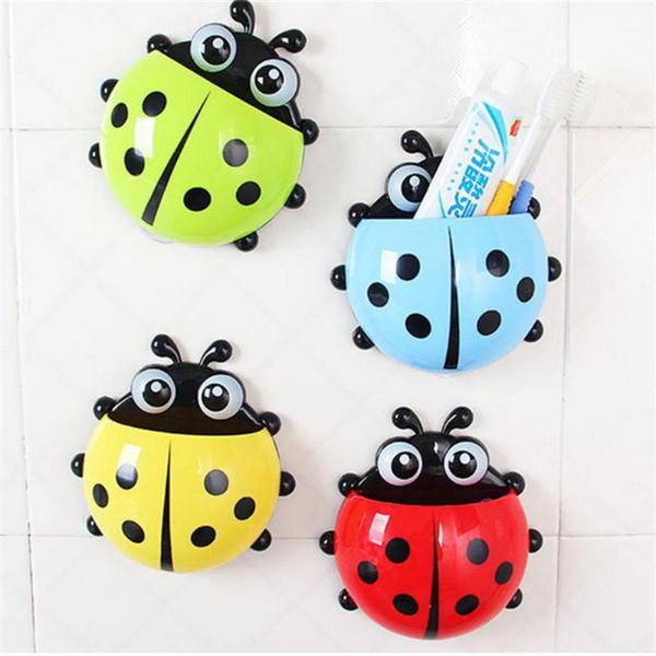 Creative Imperial Beetles Toothbrush Holder Strong Suction Cup Toothbrush Toothpaste Combination Ladybug Toothbrush Set