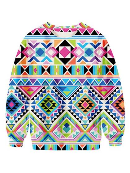 Afslappet sødt digitalt tryk AZTEC Beading Hoodies Sweatshirt Pullover til kvinder Sportstøj