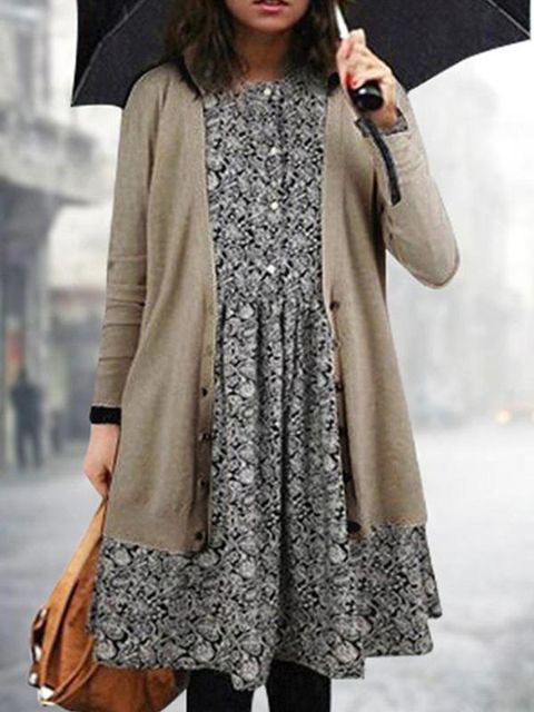 Automne hiver mode col en V profond fente latérale à manches longues cardigan chaud pull en tricot