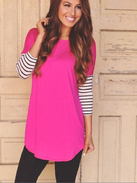 201509autumn Mulheres Big Szie Suave Manga Longa Magro Casual Tops Blusa Básica T-shirt