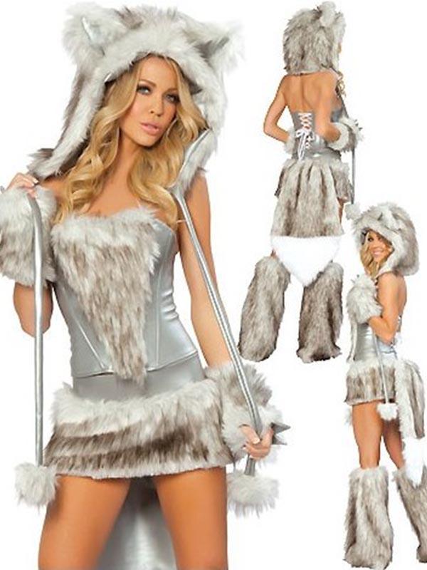 Mode High Qulity Sexig Big Bad Wolf kostym korsett kjol hatt fullset