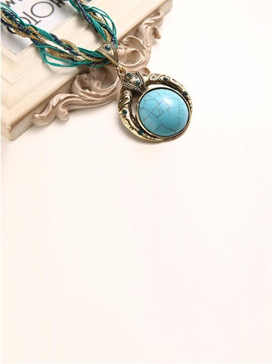 Forme ronde naturelle Collier Bohème Pendentif Femmes Déclaration Ethnique Clavicule Colliers Bijoux