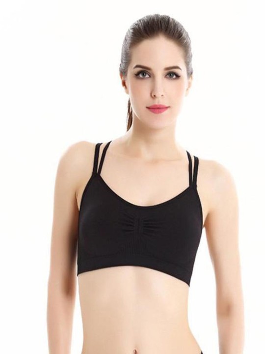 Women's Sexy Cross Back Sport Bra Wire-free Push-up Seamless Yoga Bra