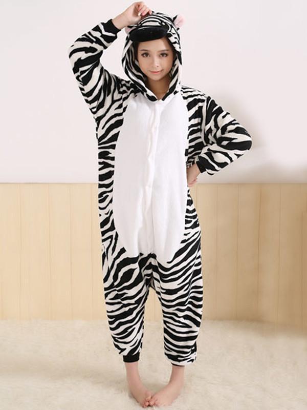 Hot Adulto Moda Onesie Zebra Kigurumi Macacão Pijamas Quentes Adulto Anime Cosplay Halloween Amantes de Inverno Casais Homewear Pijamas Sleepsuit