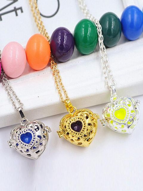 Naisten muoti sateenkaaripallot ontto sydänriipus kaulakoru korutarvikkeet