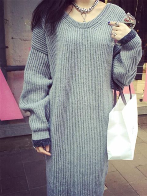 2015 mode nya kvinnor lång tröja solid kvinna tröja casual lady tröja klänning