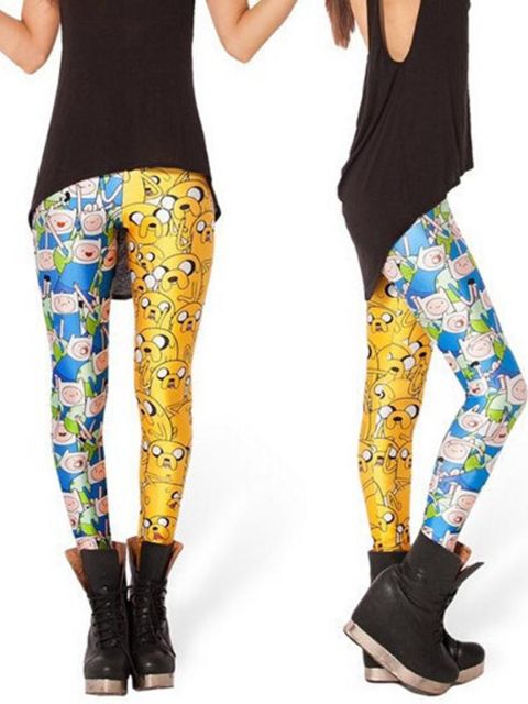 Nouvelle mode pour femmes à la mode 3D Cartoon Print Adventure Time Pantalons Leggings décontractés