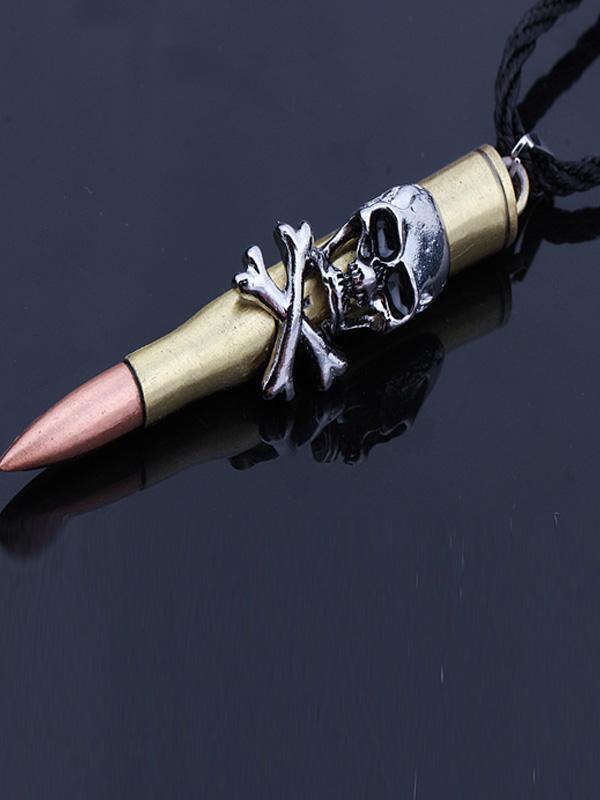 Punk Gothic Street Style Skull Pendant Leather Strap Necklace joyería de moda Club Wear
