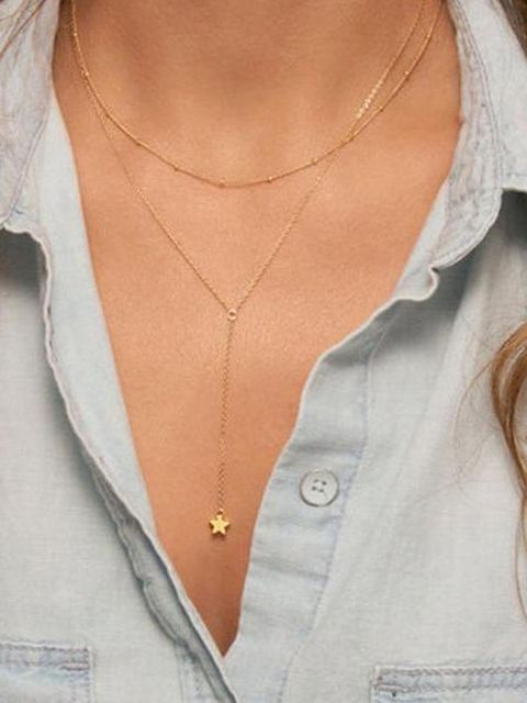 New Elegant Lovely Star Shape Cadeia Pingente Acessórios Colar de Jóias