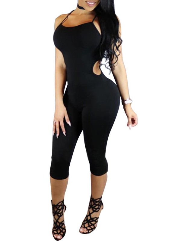 Femmes Sexy Clubwear Deep V Neck Tight Jumpsuit Sans Manches Mesh Combishort Pantalon Complet
