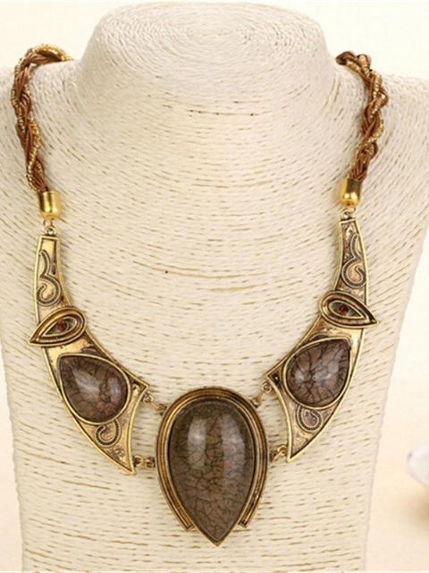 Collier avec pendentif vent national bohème rétro chaîne de café pour femme