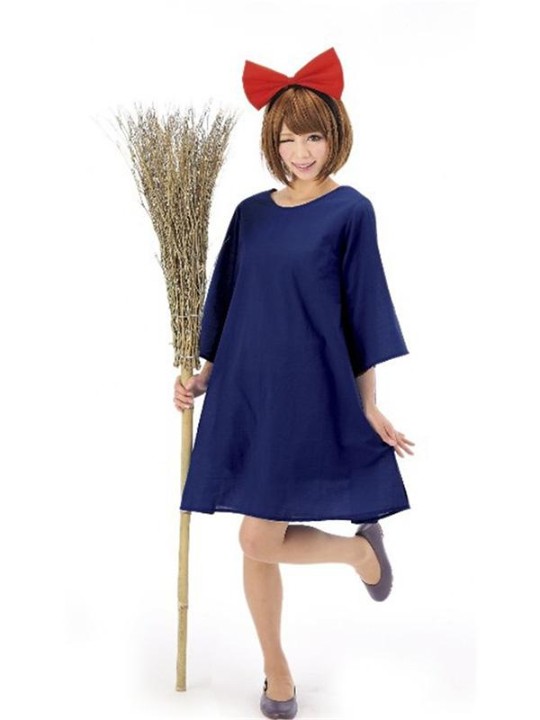 Mode-Typen Lieferservice Majo Takkyubin Cosplay Kostüm Schwarzes Kleid