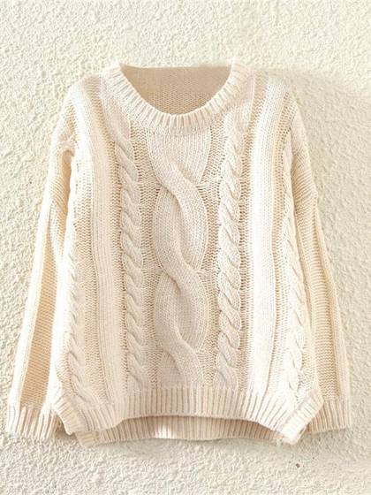 Suéter de punto de manga larga cálido casual suave nuevo O-cuello de las mujeres