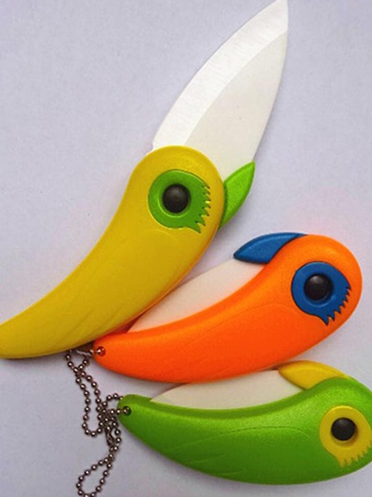 Pájaros de la manera de viaje portátil plegable cuchillo de cerámica fruta pelador cuchillo de fruta mini pájaro