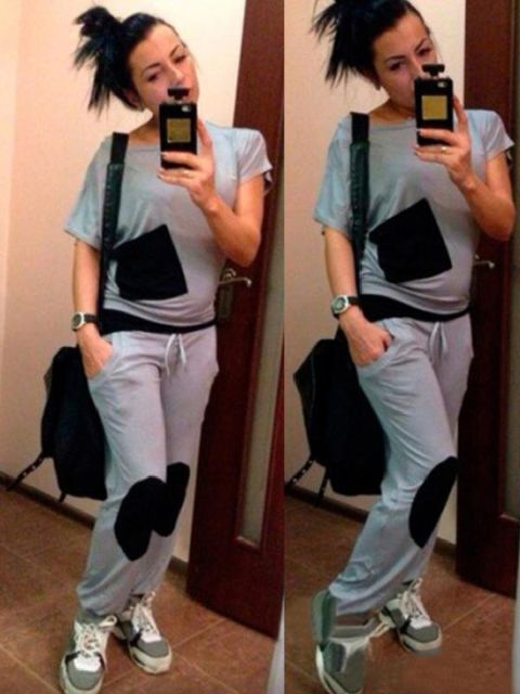 Dam Höstmode Kortärmad Jogger Tops Sweatshirt + Casual Sportbyxor Kostymset med ficka