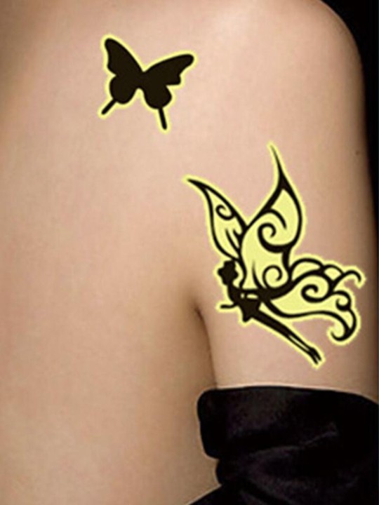 Unisex Fashion Angel Moon Butterfly Heart Bird Noctilucous Waterproof Tattoo Stickers  Decals Temporary Tattoo