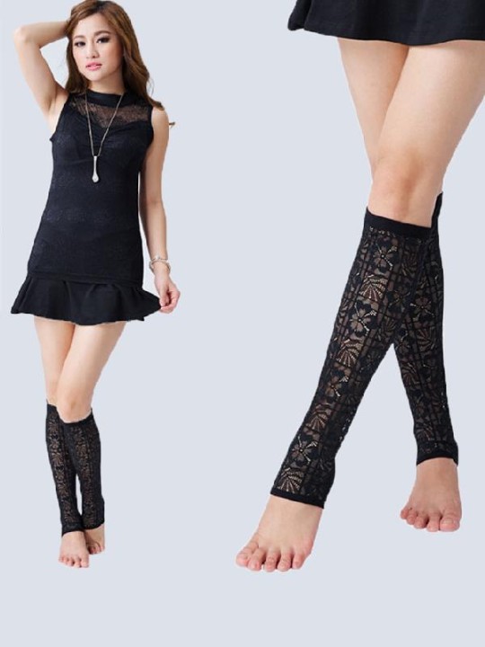 Frauen Sweat Lace Cute gestrickte dünne Socken Beinwärmer Oberschenkel hohe Socken